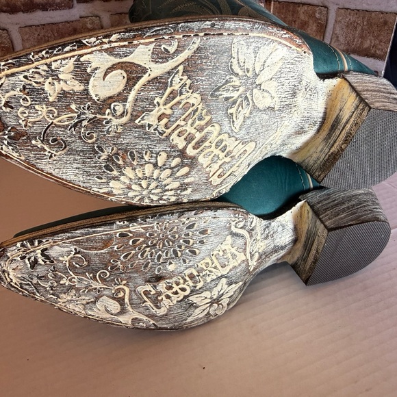 LIBERTY Black Teal Heeled Boots - Picture 5 of 8